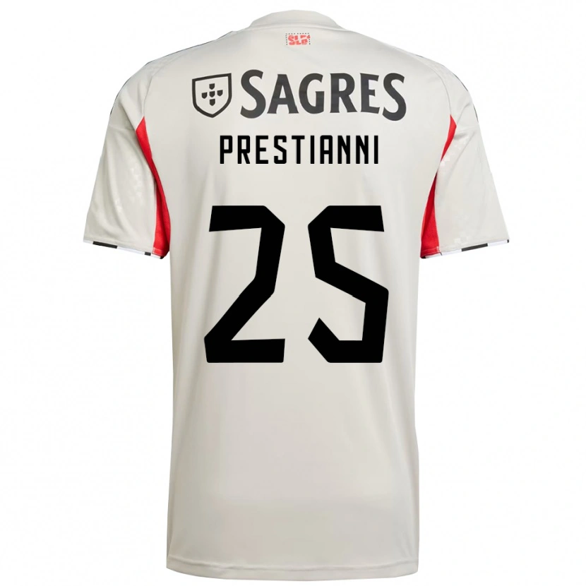 Danxen Hombre Camiseta Gianluca Prestianni #25 Blanco Roto Rojo 2ª Equipación 2025/26 La Camisa
