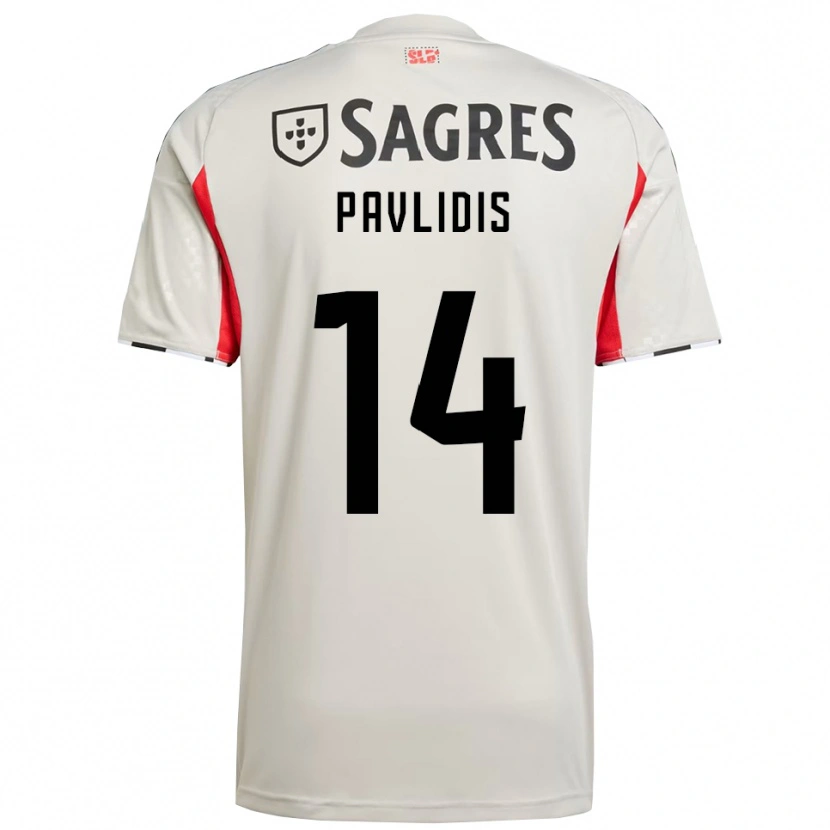 Danxen Hombre Camiseta Vangelis Pavlidis #14 Blanco Roto Rojo 2ª Equipación 2025/26 La Camisa