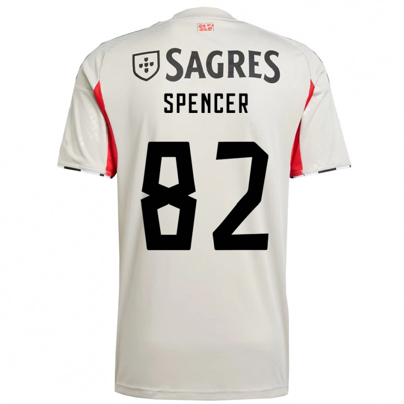 Danxen Hombre Camiseta Diogo Spencer #82 Blanco Roto Rojo 2ª Equipación 2025/26 La Camisa
