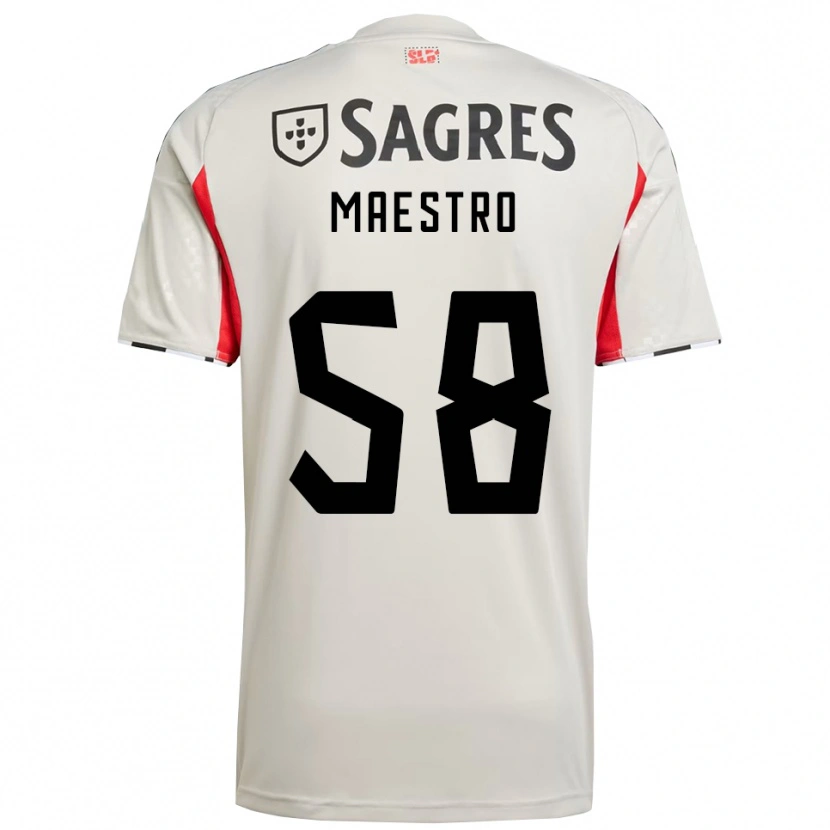 Danxen Hombre Camiseta Maestro #58 Blanco Roto Rojo 2ª Equipación 2025/26 La Camisa
