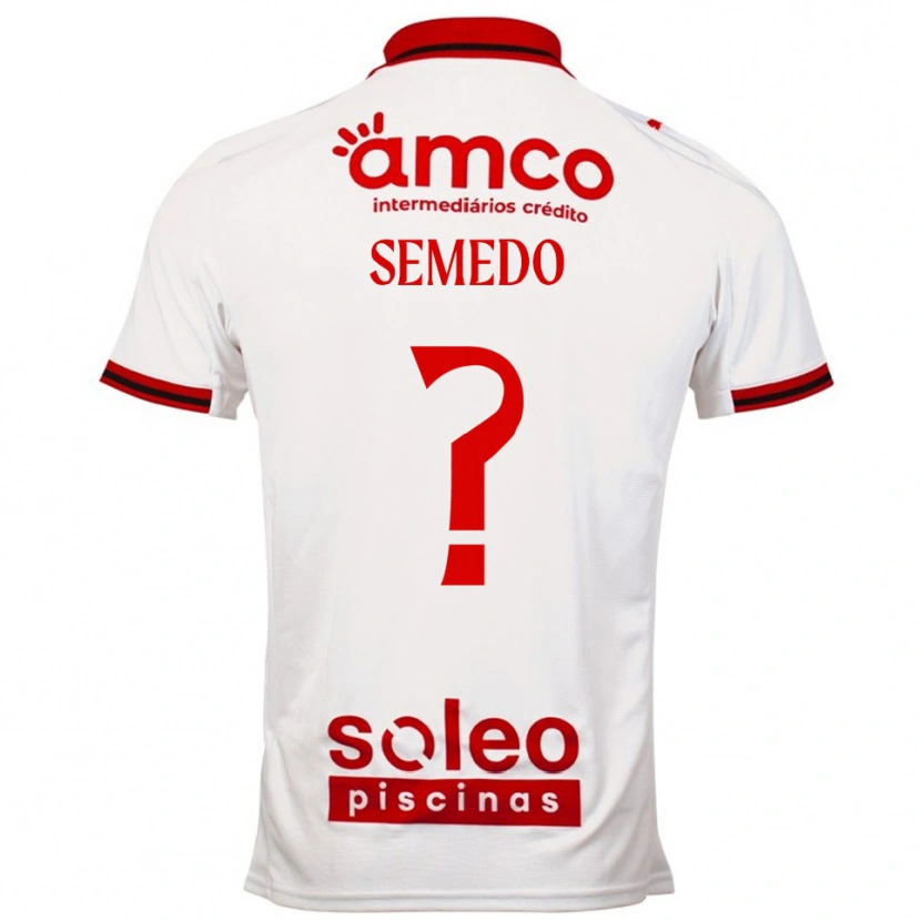Danxen Hombre Camiseta Nuno Semedo #0 Blanco Rojo 2ª Equipación 2025/26 La Camisa