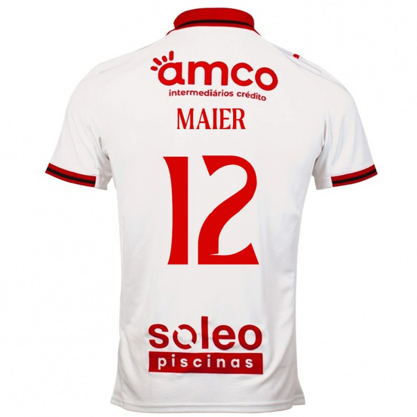 Danxen Hombre Camiseta Merse Maier #12 Blanco Rojo 2ª Equipación 2025/26 La Camisa