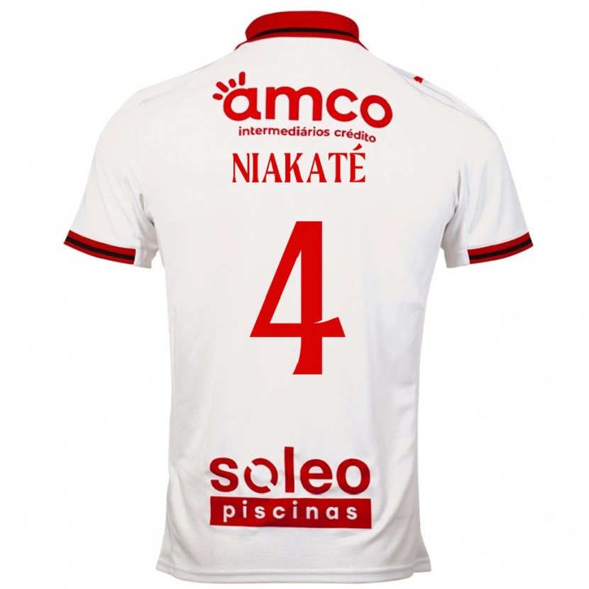 Danxen Hombre Camiseta Sikou Niakaté #4 Blanco Rojo 2ª Equipación 2025/26 La Camisa