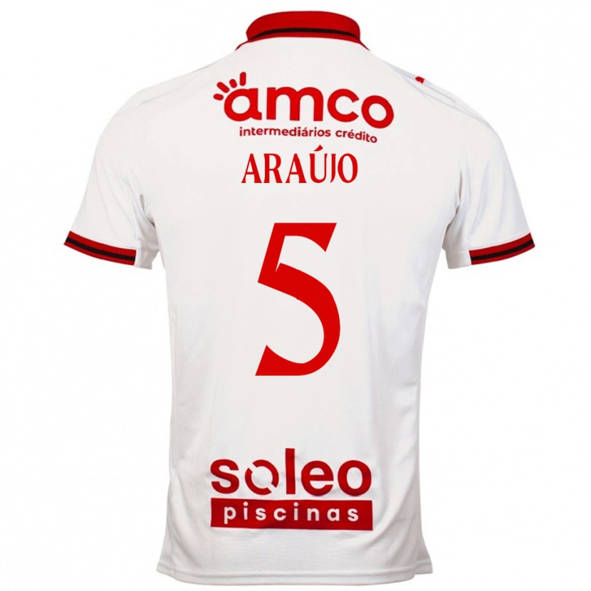 Danxen Hombre Camiseta Matheus Araújo #5 Blanco Rojo 2ª Equipación 2025/26 La Camisa