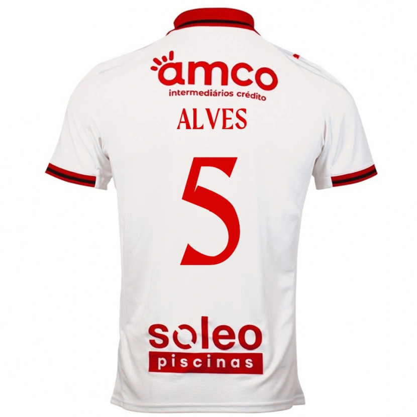 Danxen Hombre Camiseta Eduardo Alves #5 Blanco Rojo 2ª Equipación 2025/26 La Camisa