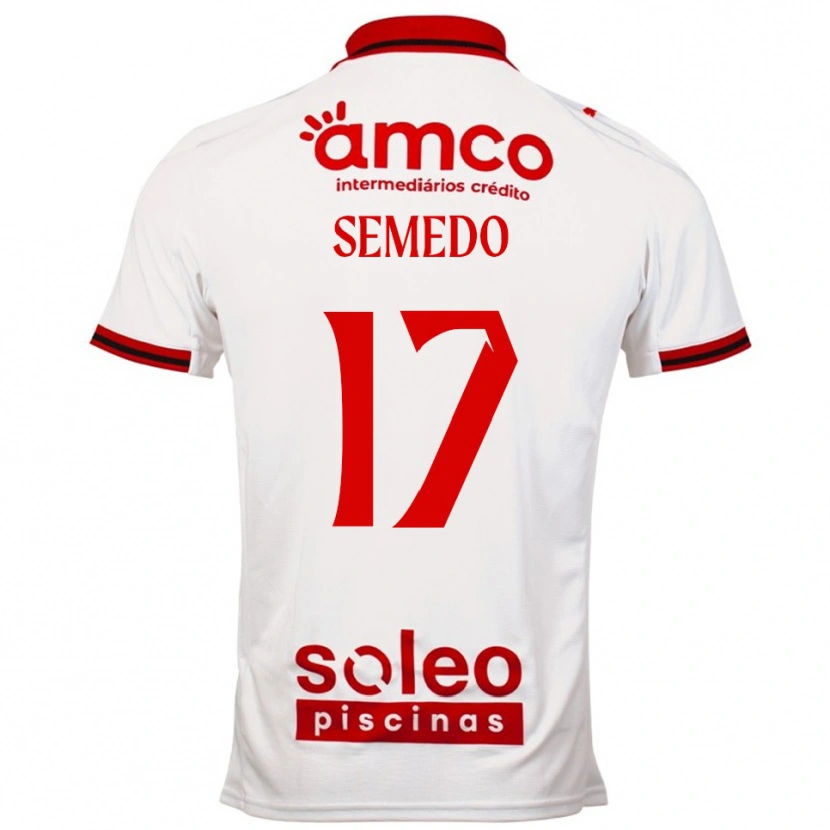 Danxen Hombre Camiseta Afonso Semedo #17 Blanco Rojo 2ª Equipación 2025/26 La Camisa