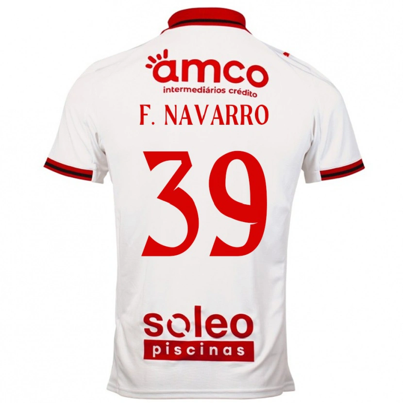 Danxen Hombre Camiseta Fran Navarro #39 Blanco Rojo 2ª Equipación 2025/26 La Camisa