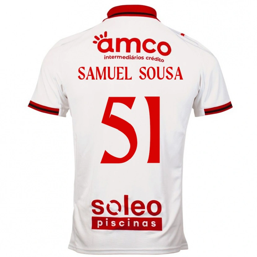 Danxen Hombre Camiseta Samu Sousa #51 Blanco Rojo 2ª Equipación 2025/26 La Camisa