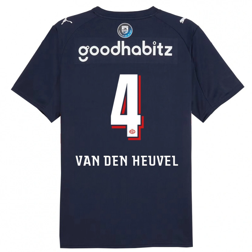 Danxen Hombre Camiseta Tim Van Den Heuvel #4 Marino Blanco 2ª Equipación 2025/26 La Camisa