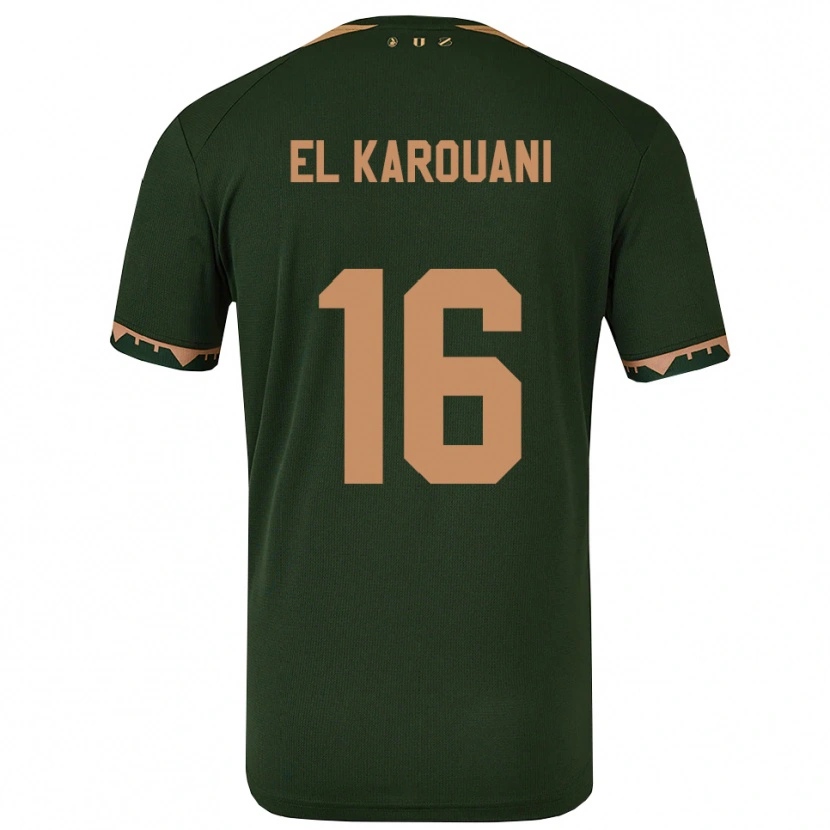 Danxen Hombre Camiseta Souffian El Karouani #16 Verde Oro 2ª Equipación 2025/26 La Camisa