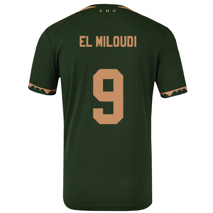 Danxen Hombre Camiseta Rayan El Miloudi #9 Verde Oro 2ª Equipación 2025/26 La Camisa