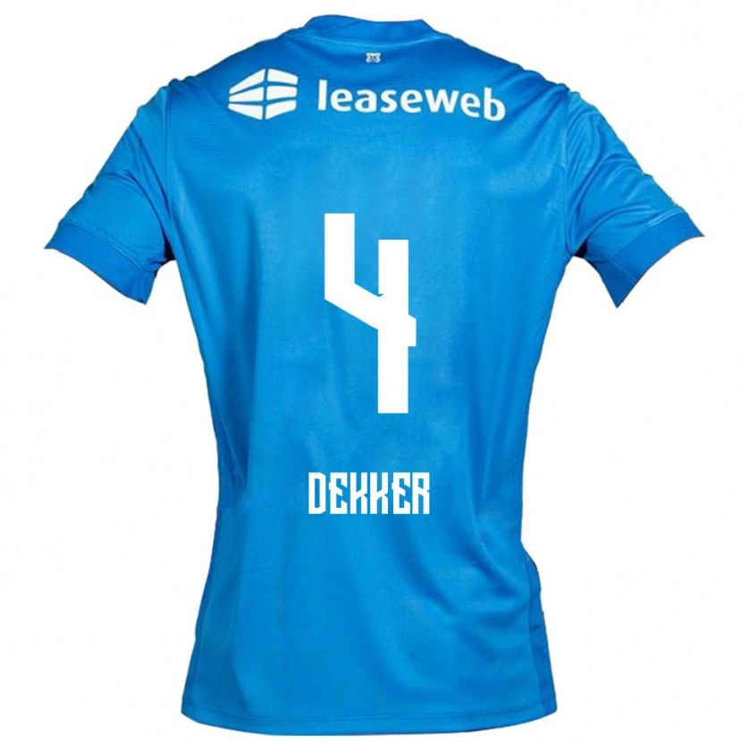 Danxen Hombre Camiseta Maxim Dekker #4 Azul Blanco 2ª Equipación 2025/26 La Camisa