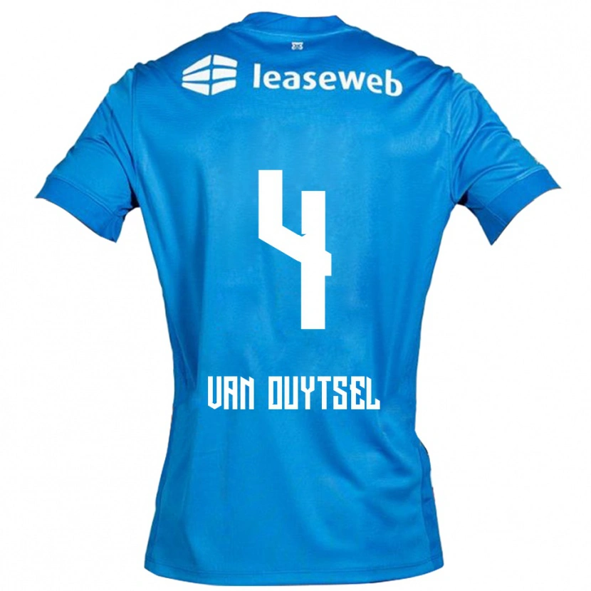 Danxen Hombre Camiseta Kevin Van Ouytsel #4 Azul Blanco 2ª Equipación 2025/26 La Camisa