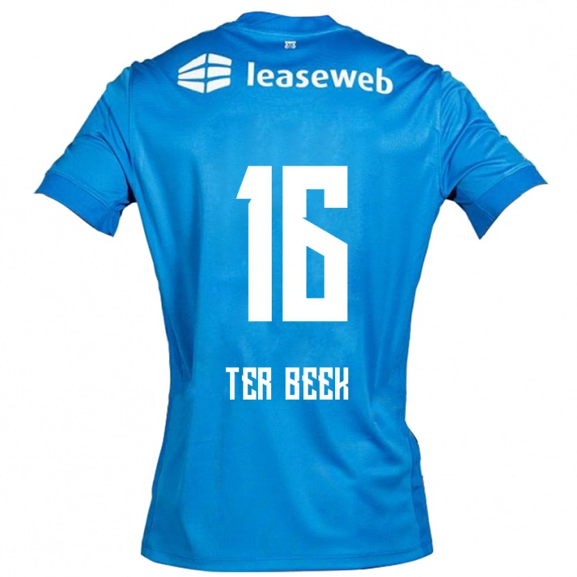 Danxen Hombre Camiseta Kai Ter Beek #16 Azul Blanco 2ª Equipación 2025/26 La Camisa