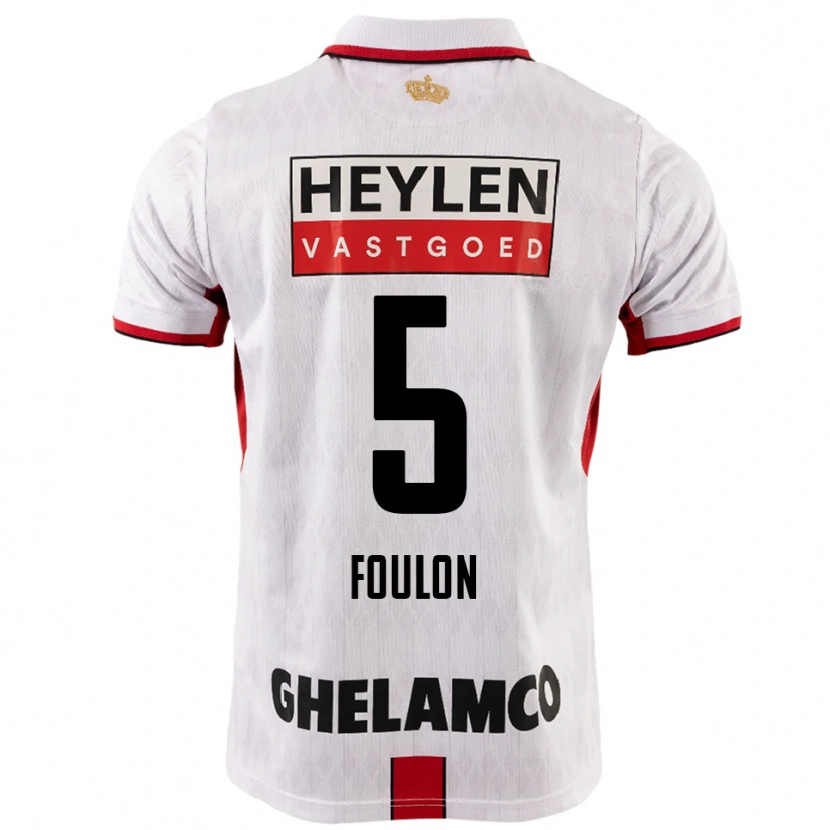 Danxen Hombre Camiseta Daam Foulon #5 Blanco Rojo 2ª Equipación 2025/26 La Camisa
