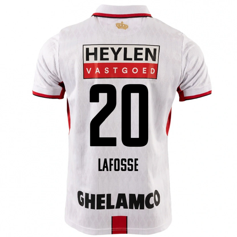 Danxen Hombre Camiseta Jarne Lafosse #20 Blanco Rojo 2ª Equipación 2025/26 La Camisa