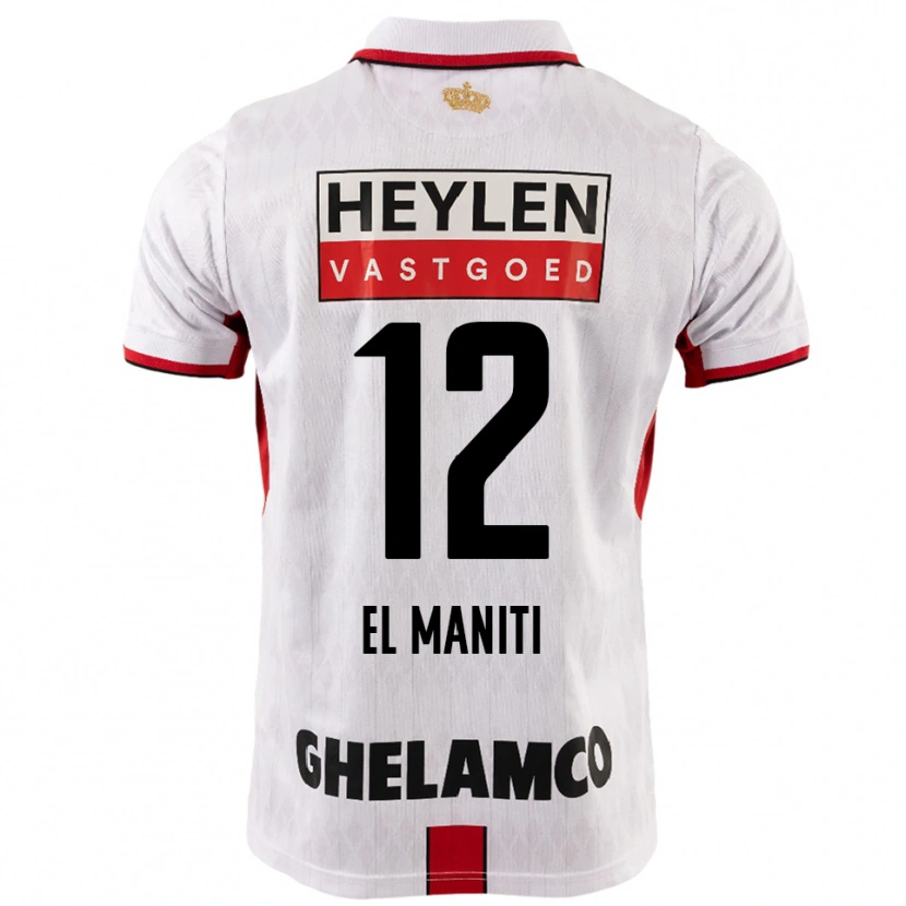 Danxen Hombre Camiseta Naoufal El Maniti #12 Blanco Rojo 2ª Equipación 2025/26 La Camisa