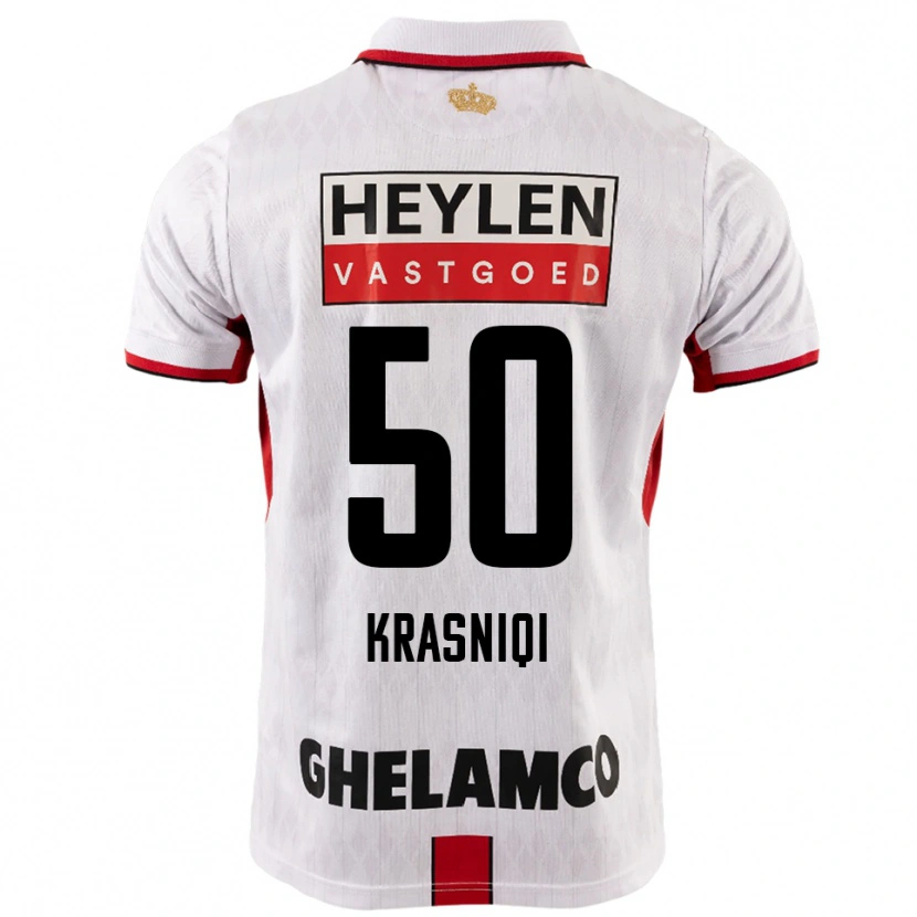 Danxen Hombre Camiseta Laurit Krasniqi #50 Blanco Rojo 2ª Equipación 2025/26 La Camisa