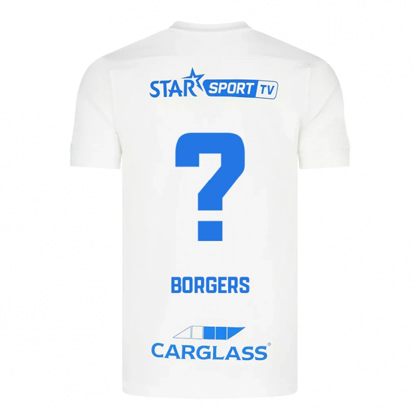Danxen Hombre Camiseta Lander Borgers #0 Blanco Azul 2ª Equipación 2025/26 La Camisa