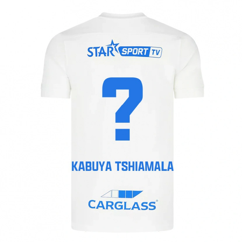 Danxen Hombre Camiseta Lino Kabuya Tshiamala #0 Blanco Azul 2ª Equipación 2025/26 La Camisa