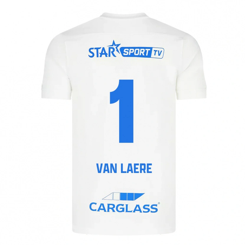 Danxen Hombre Camiseta Daan Van Laere #1 Blanco Azul 2ª Equipación 2025/26 La Camisa