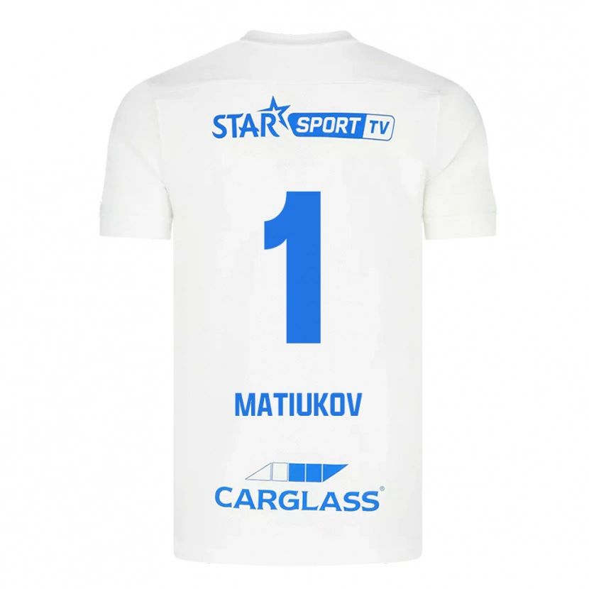 Danxen Hombre Camiseta Platon Matiukov #1 Blanco Azul 2ª Equipación 2025/26 La Camisa