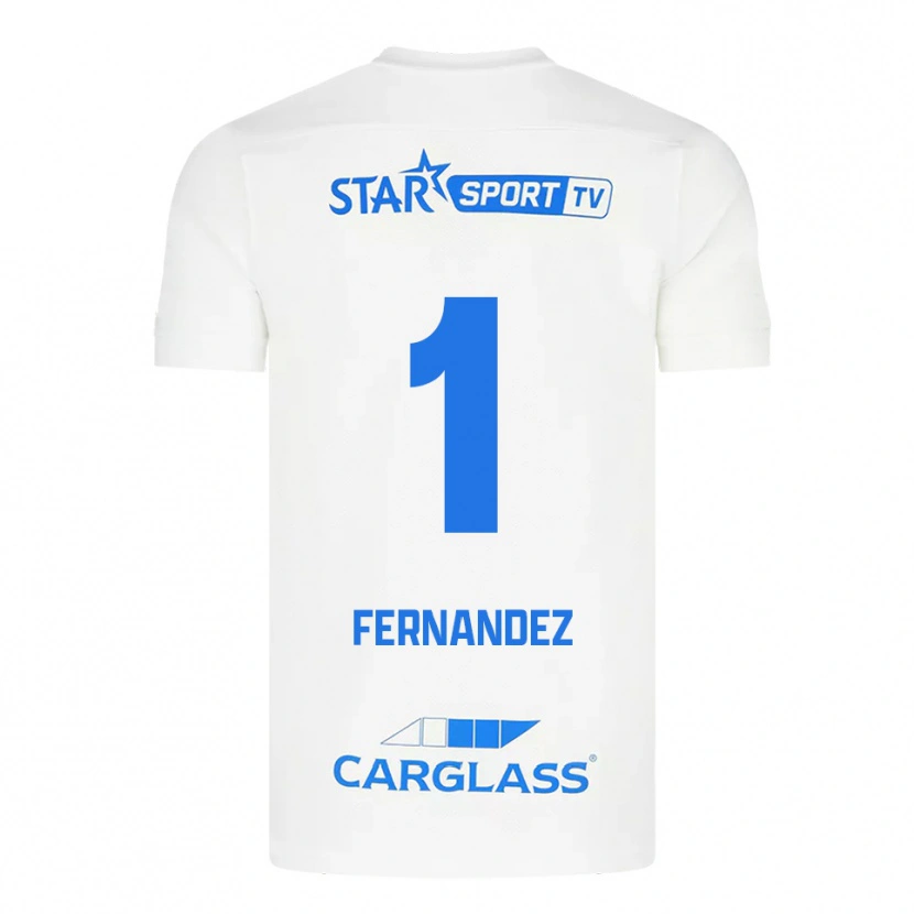 Danxen Hombre Camiseta Elias Gonzalez Fernandez #1 Blanco Azul 2ª Equipación 2025/26 La Camisa