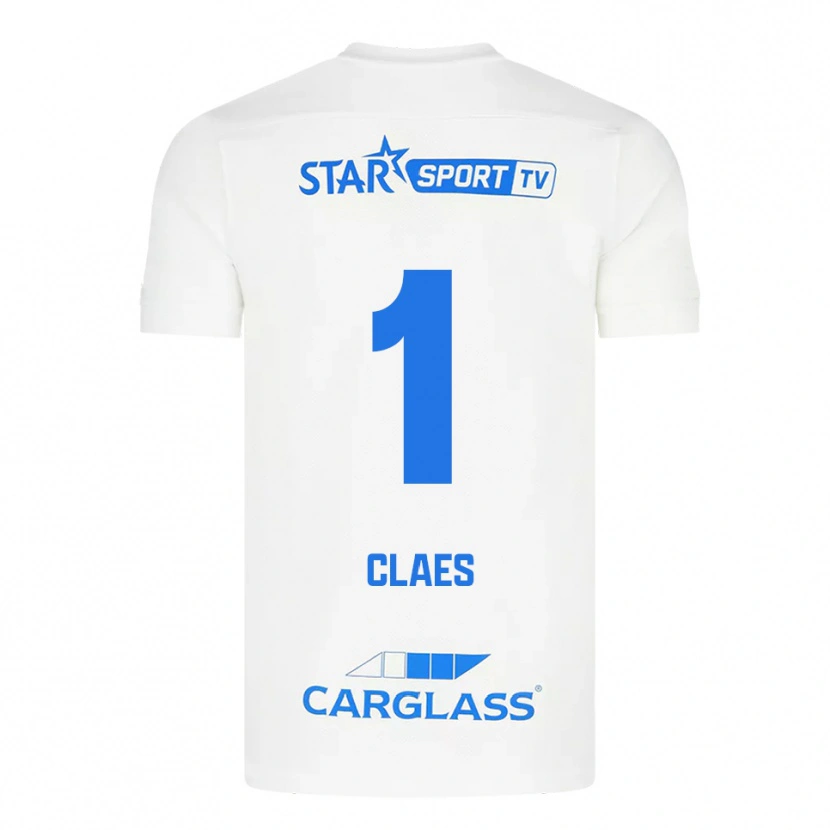 Danxen Hombre Camiseta Mirthe Claes #1 Blanco Azul 2ª Equipación 2025/26 La Camisa