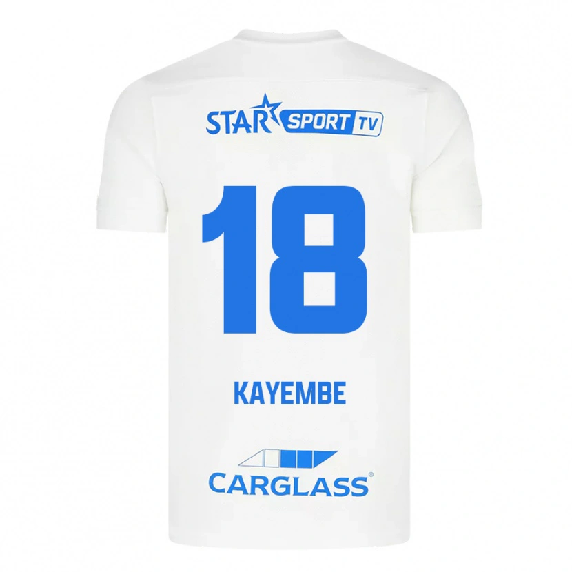Danxen Hombre Camiseta Joris Kayembe #18 Blanco Azul 2ª Equipación 2025/26 La Camisa