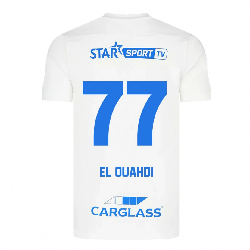 Danxen Hombre Camiseta Zakaria El Ouahdi #77 Blanco Azul 2ª Equipación 2025/26 La Camisa