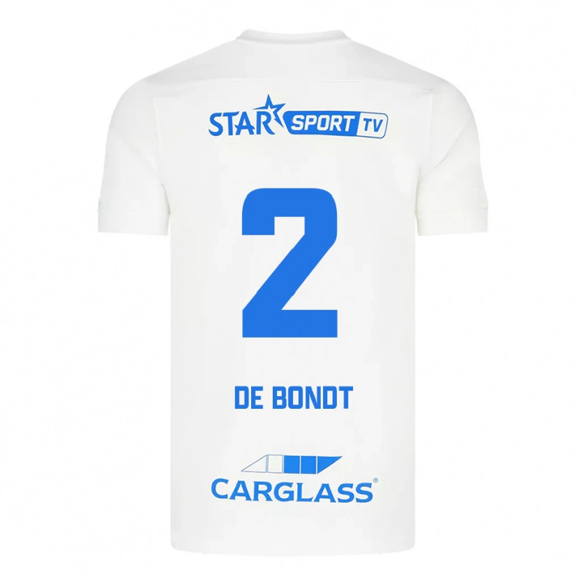 Danxen Hombre Camiseta Marith De Bondt #2 Blanco Azul 2ª Equipación 2025/26 La Camisa
