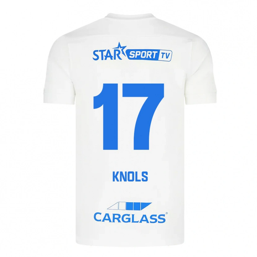 Danxen Hombre Camiseta Myrthe Knols #17 Blanco Azul 2ª Equipación 2025/26 La Camisa