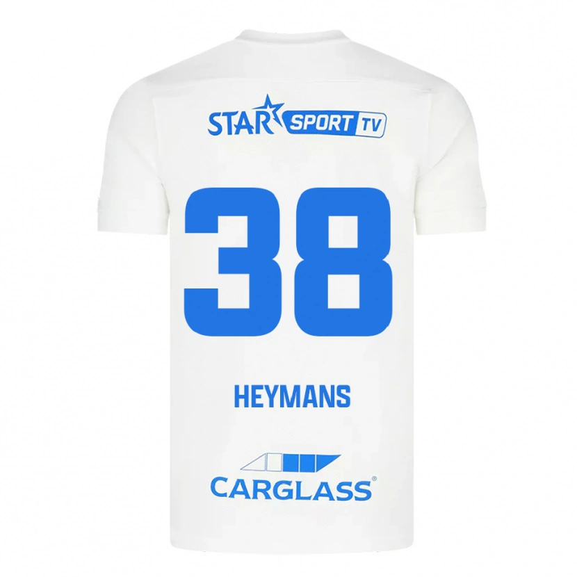 Danxen Hombre Camiseta Daan Heymans #38 Blanco Azul 2ª Equipación 2025/26 La Camisa