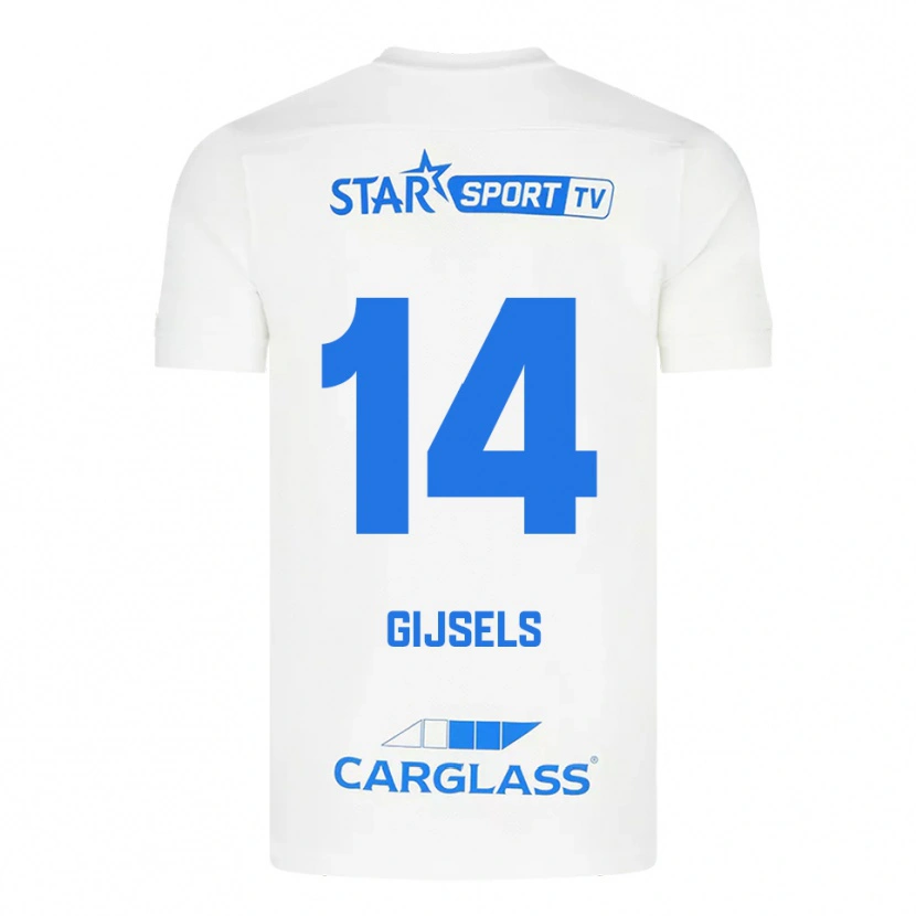 Danxen Hombre Camiseta Kellen Gijsels #14 Blanco Azul 2ª Equipación 2025/26 La Camisa