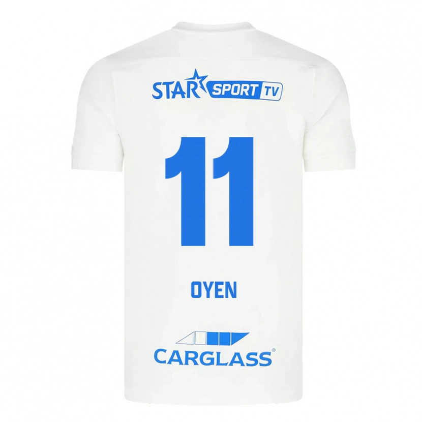 Danxen Hombre Camiseta Luca Oyen #11 Blanco Azul 2ª Equipación 2025/26 La Camisa