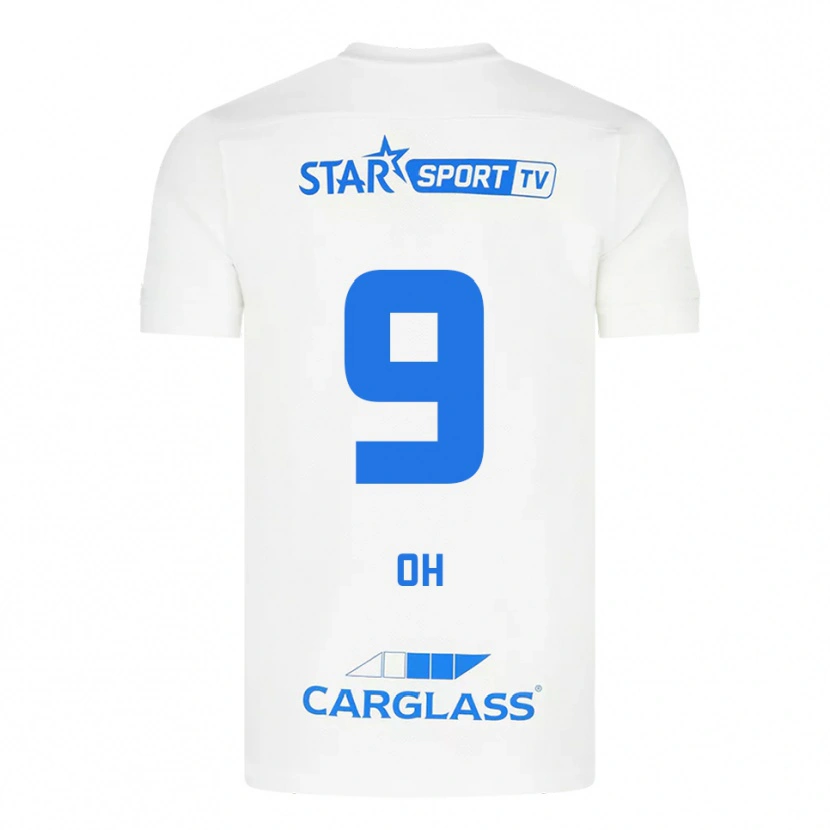 Danxen Hombre Camiseta Hyeon-Gyu Oh #9 Blanco Azul 2ª Equipación 2025/26 La Camisa