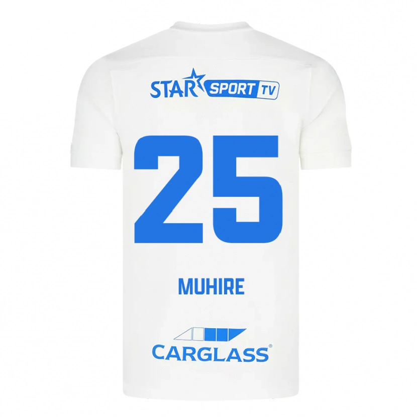 Danxen Hombre Camiseta Ian-Confiance Muhire #25 Blanco Azul 2ª Equipación 2025/26 La Camisa