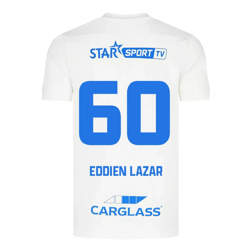Danxen Hombre Camiseta Saif Eddien Lazar #60 Blanco Azul 2ª Equipación 2025/26 La Camisa