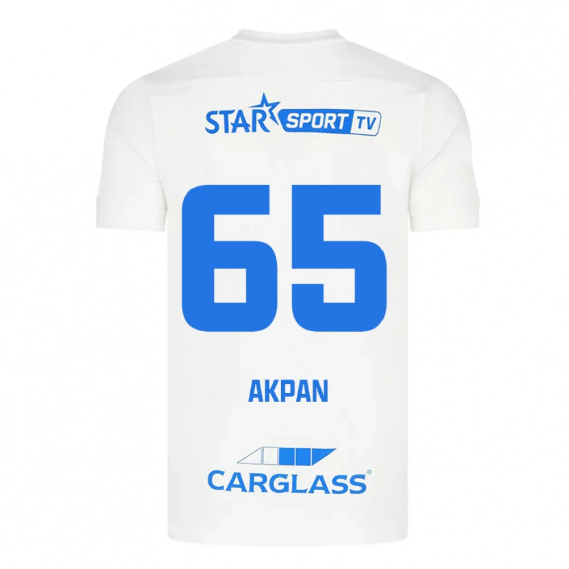 Danxen Hombre Camiseta Christian Akpan #65 Blanco Azul 2ª Equipación 2025/26 La Camisa