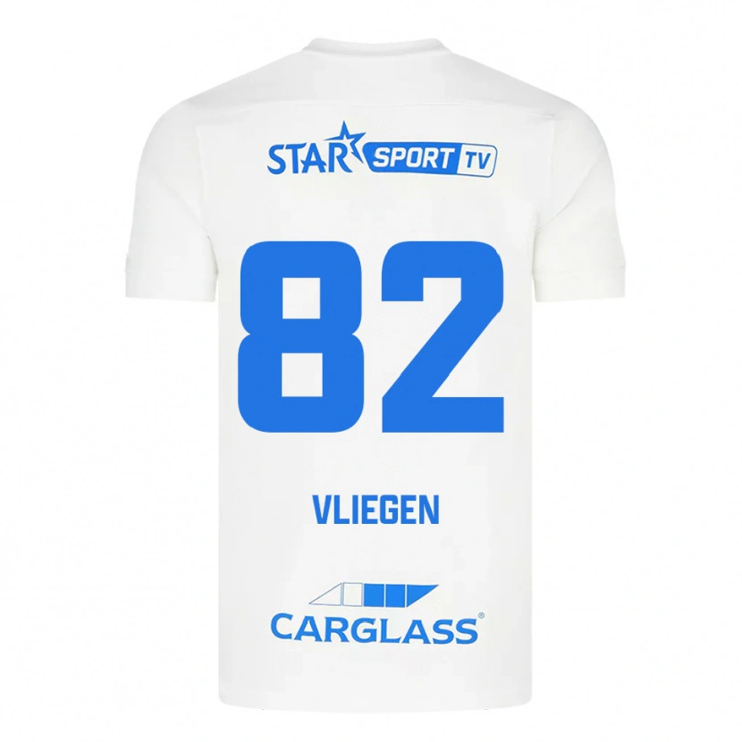 Danxen Hombre Camiseta Olivier Vliegen #82 Blanco Azul 2ª Equipación 2025/26 La Camisa
