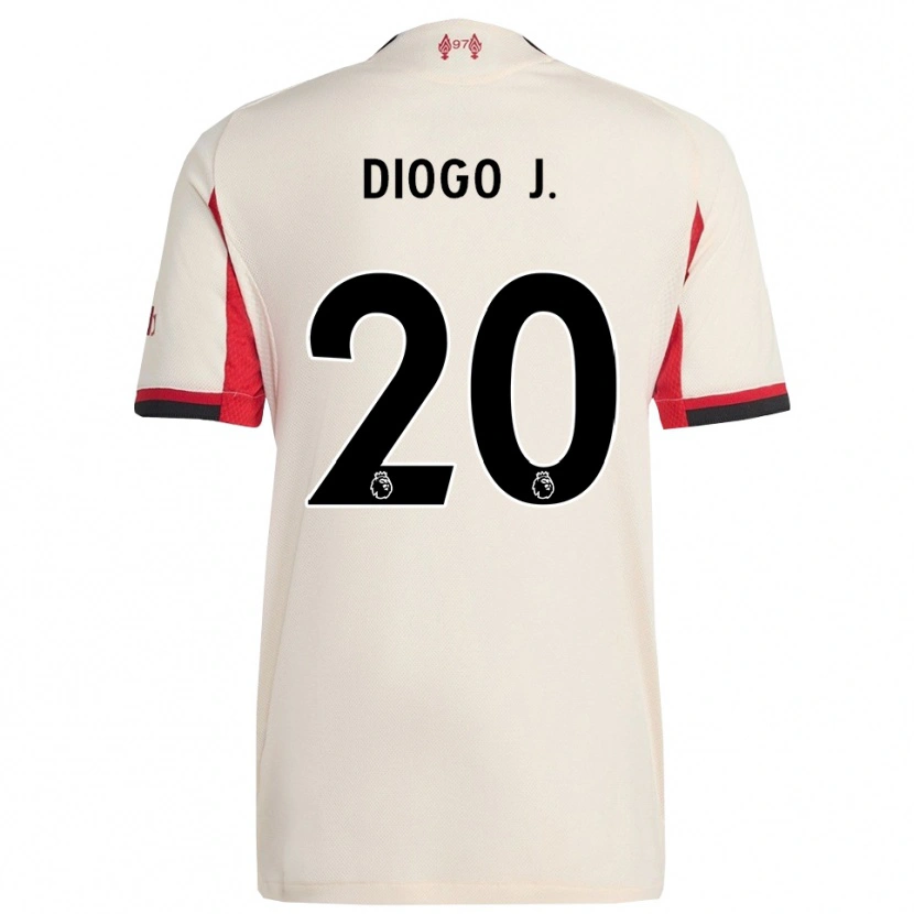 Danxen Hombre Camiseta Diogo Jota #20 Blanco Negro 2ª Equipación 2025/26 La Camisa