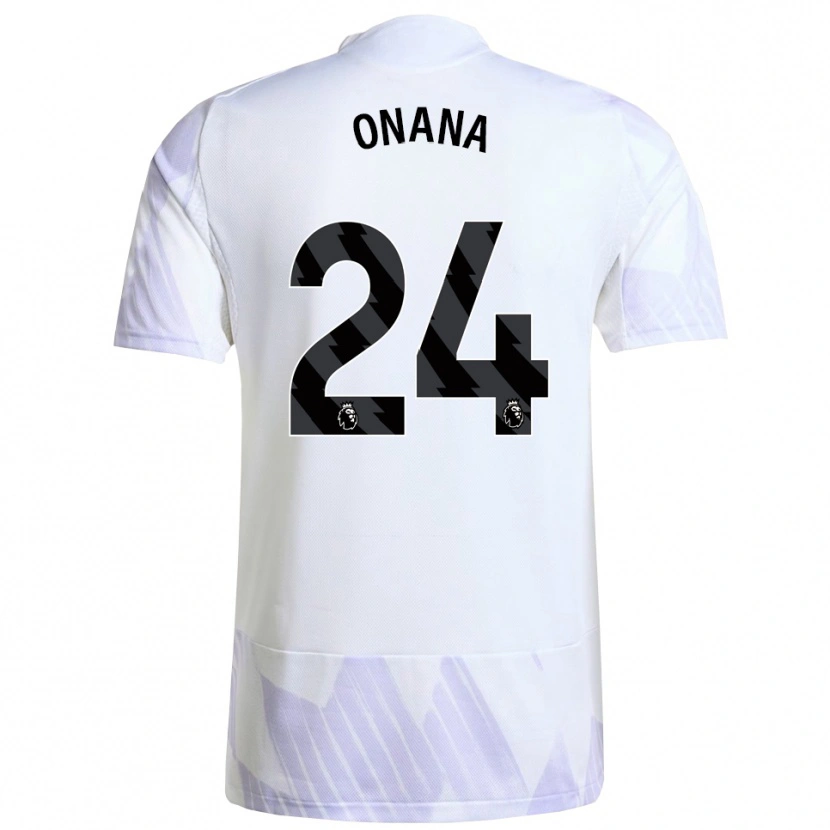 Danxen Hombre Camiseta André Onana #24 Blanco Púrpura Púrpura 2ª Equipación 2025/26 La Camisa