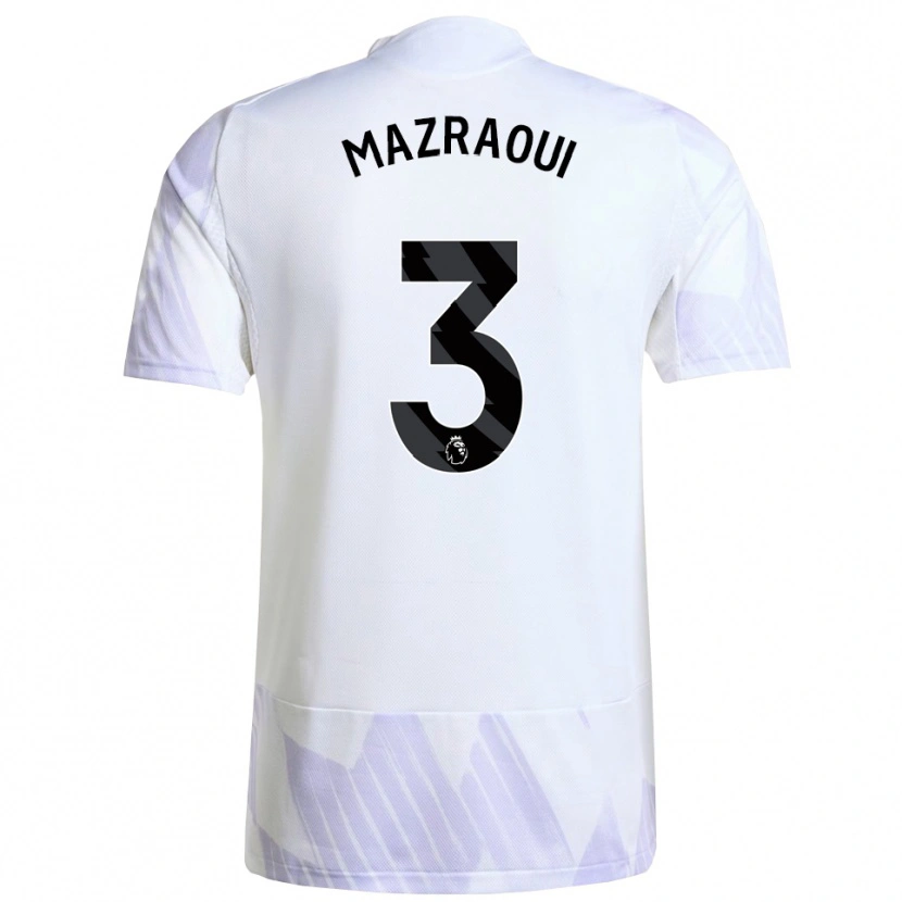 Danxen Hombre Camiseta Noussair Mazraoui #3 Blanco Púrpura Púrpura 2ª Equipación 2025/26 La Camisa