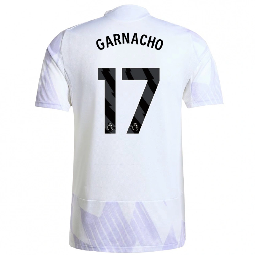 Danxen Hombre Camiseta Alejandro Garnacho #17 Blanco Púrpura Púrpura 2ª Equipación 2025/26 La Camisa