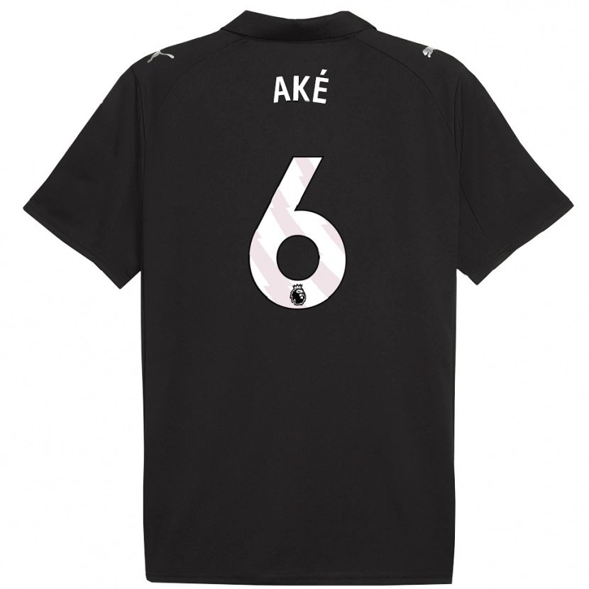 Danxen Hombre Camiseta Nathan Aké #6 Negro Blanco 2ª Equipación 2025/26 La Camisa