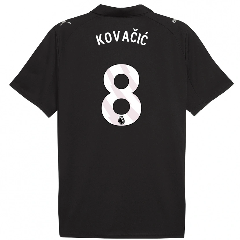 Danxen Hombre Camiseta Mateo Kovacic #8 Negro Blanco 2ª Equipación 2025/26 La Camisa
