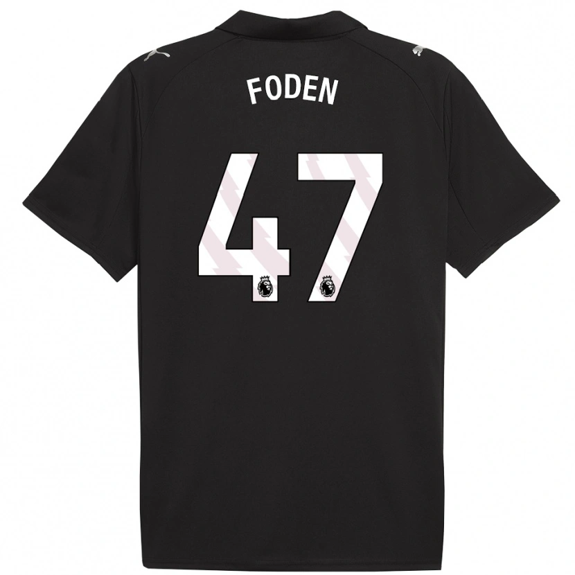 Danxen Hombre Camiseta Phil Foden #47 Negro Blanco 2ª Equipación 2025/26 La Camisa