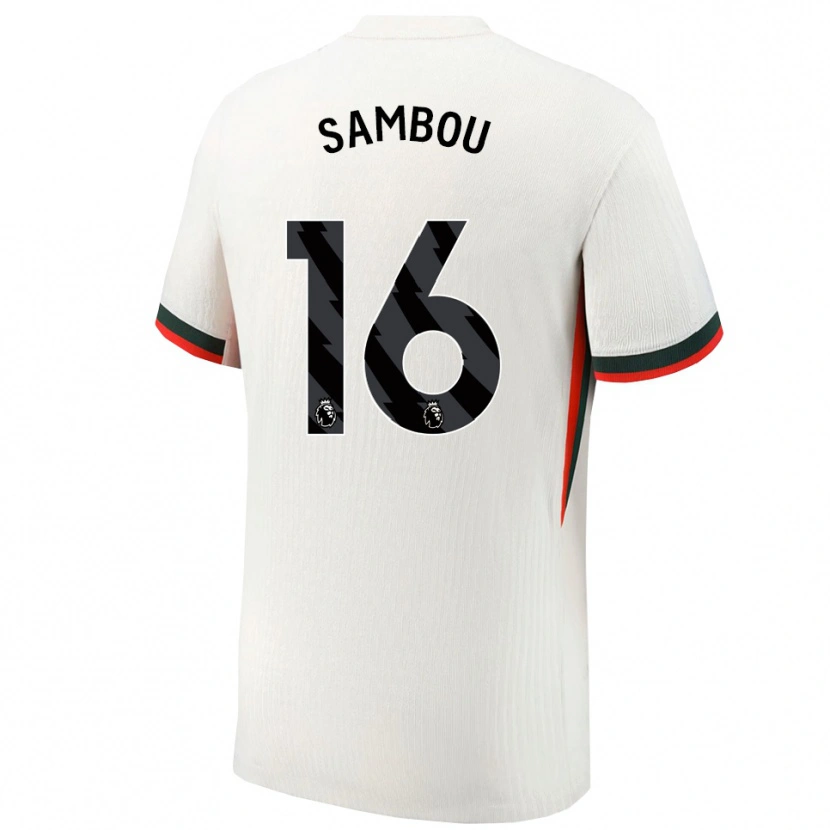 Danxen Hombre Camiseta Gabriel Sambou #16 Blanco Verde 2ª Equipación 2025/26 La Camisa