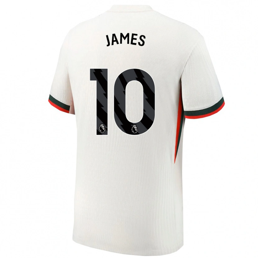 Danxen Hombre Camiseta Lauren James #10 Blanco Verde 2ª Equipación 2025/26 La Camisa