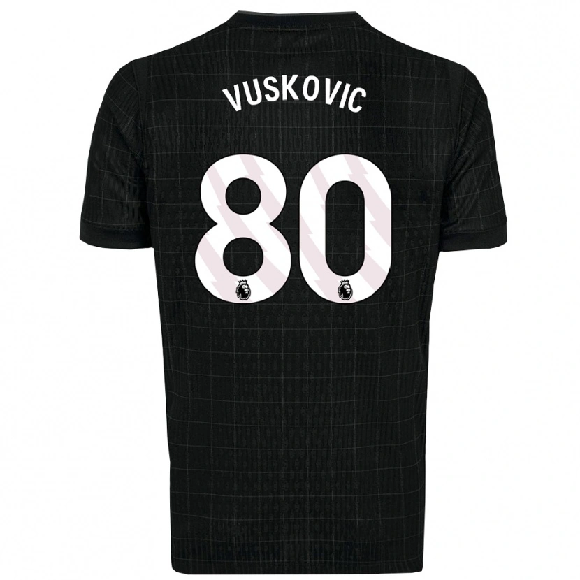 Danxen Hombre Camiseta Luka Vuskovic #80 Negro Gris 2ª Equipación 2025/26 La Camisa